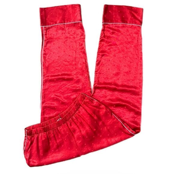 Victorias Secret Silky Satin thick pants & soft bling Angel top pajama set red L - Picture 6 of 13